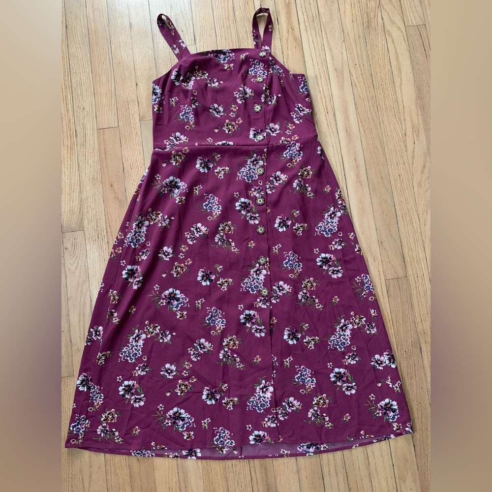 Xhilaration Maroon Floral Dress size:L